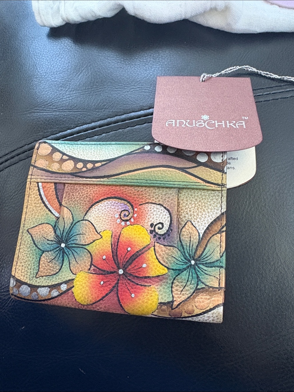 Anuschka Hand-Painted Floral Compact Multi Fold Organizer Style Tropic Bouquet